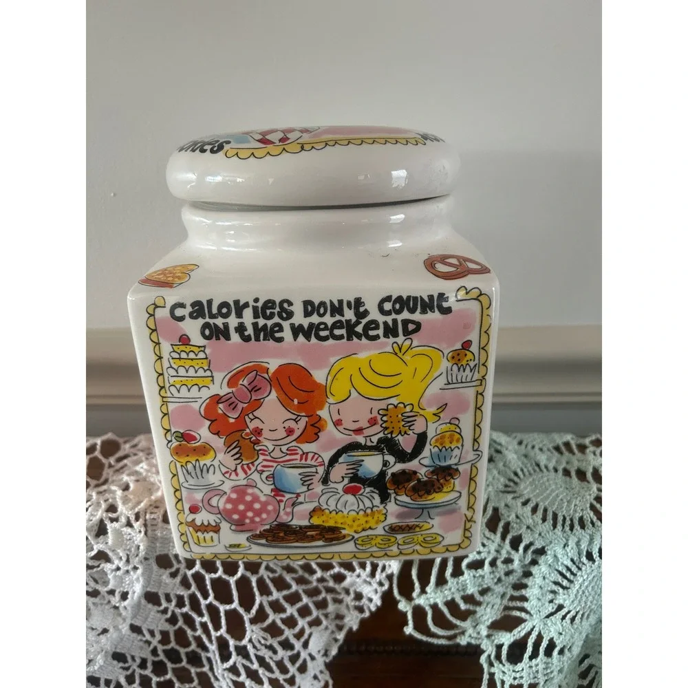 Vintage Blond Amsterdam Even Bijkletsen Ceramic Cookie Jar Canister